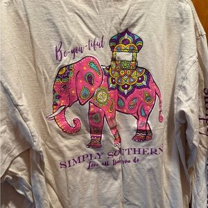 Simply Southern Bright Pink Paisley Elephant Long Sleeve Shirt